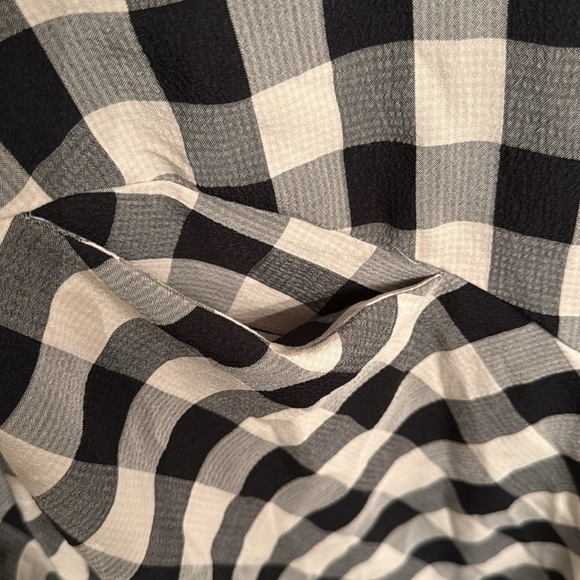 Storia Gingham Babydoll Dress Plaid Mini Black & White Square Neck size L - Picture 4 of 4